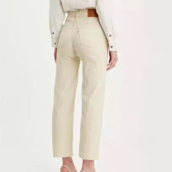 Levi's | Premium Ribcage Straight Ankle Corduroy Pants Cream Beige Boho Prep 31 - Picture 2 of 11